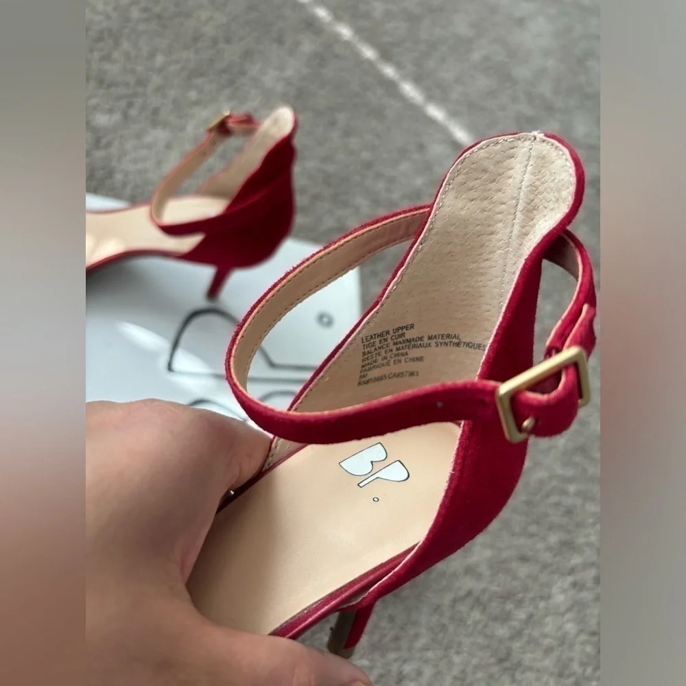 New BP. Red Suede Ankle Strap Heels Size 8